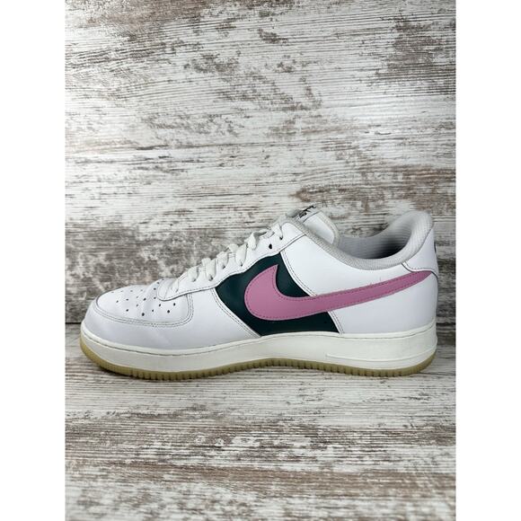 Men\'s Nike Air Force 1 Low Nike ID By You Custom White/Pink/Green Sneakers Sz 13